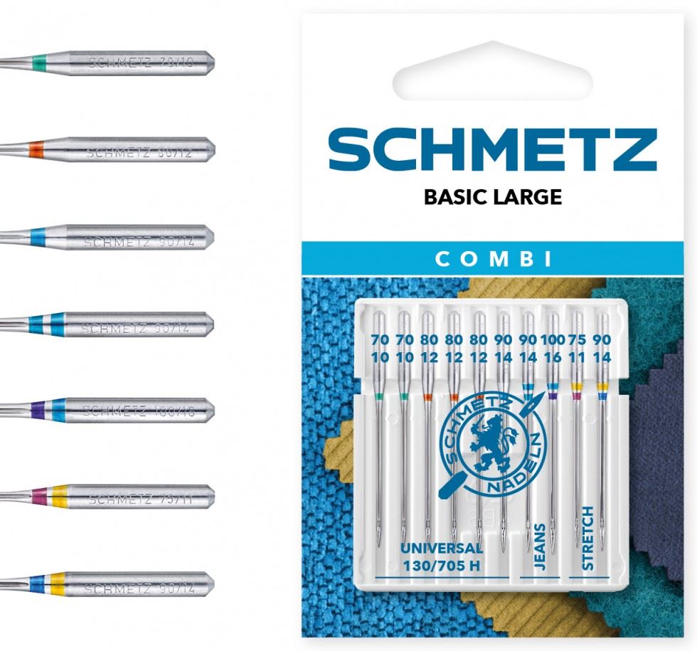 Combi Basic Large Assorted Universal, Denim & Stretch Sewing Machine Needle