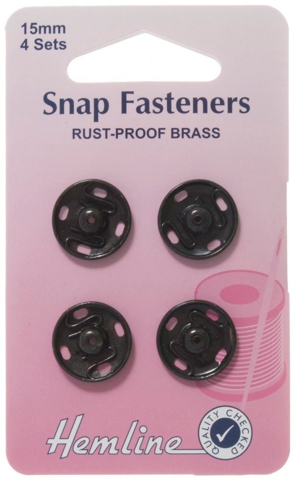 Hemline Black Sew On Metal Snap Fasteners