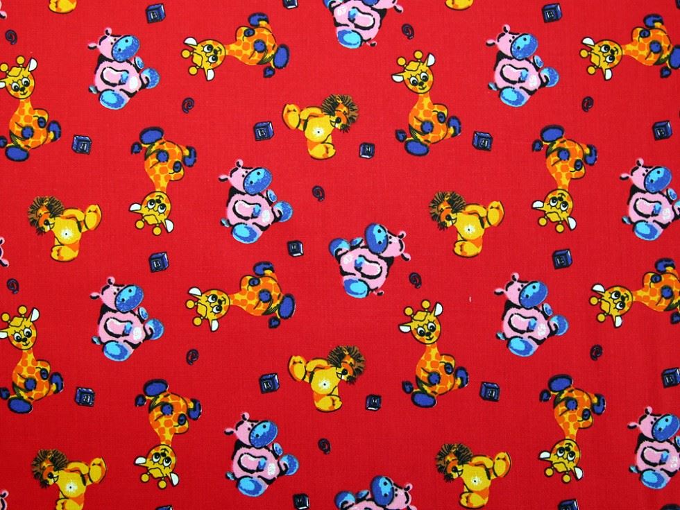 Red Printed Polycotton Fabric
