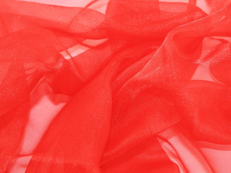 Red Deadstock Crystal Organza Fabric