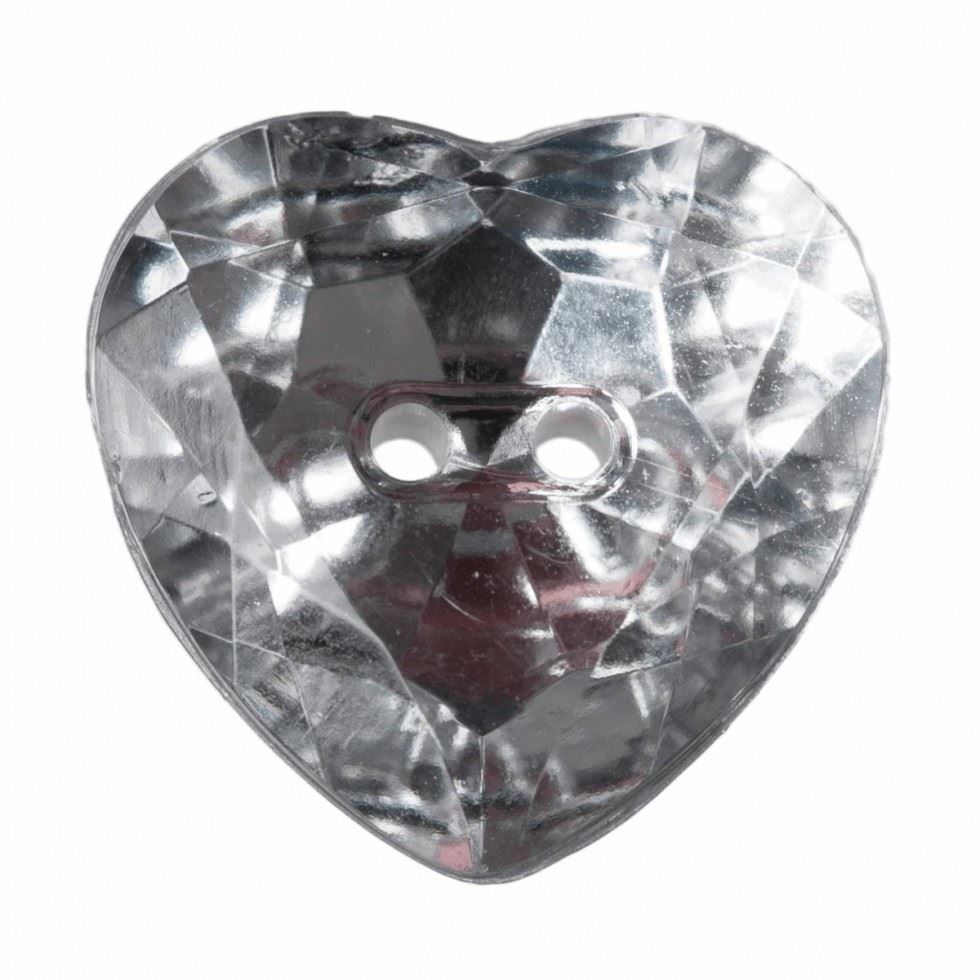 Hemline Clear Heart Faceted Buttons