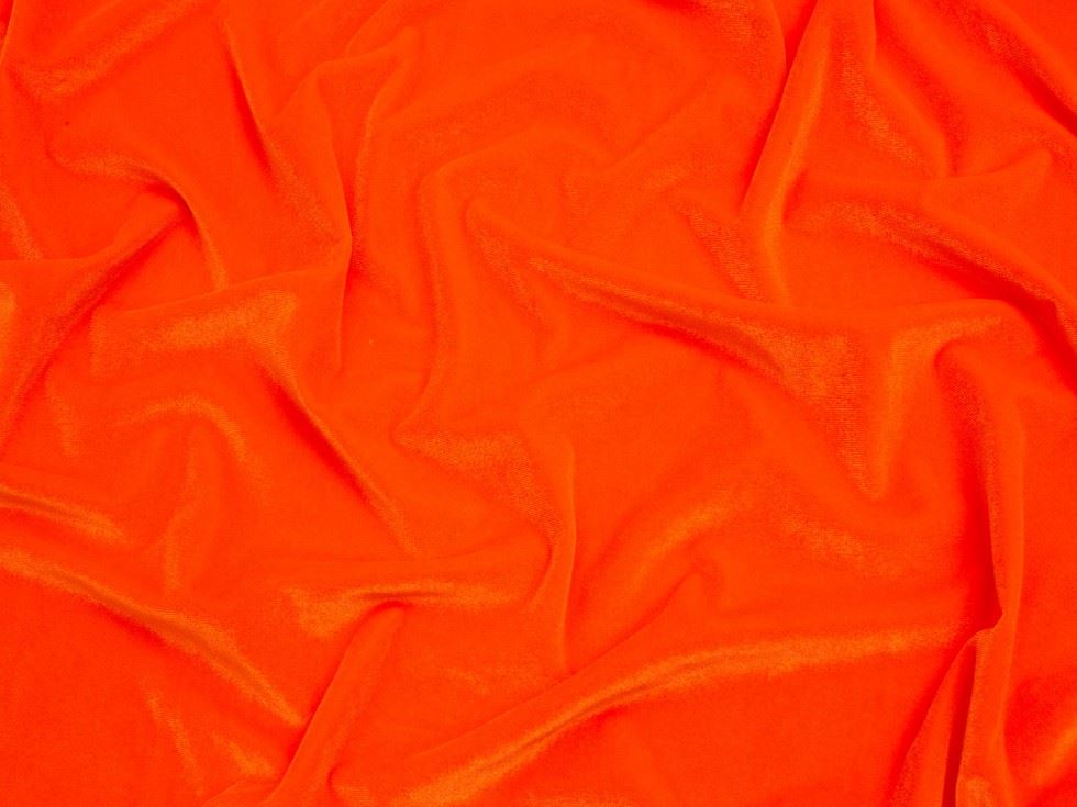 Minerva Core Range Panne Velvet Stretch Knit Fabric Neon Orange
 