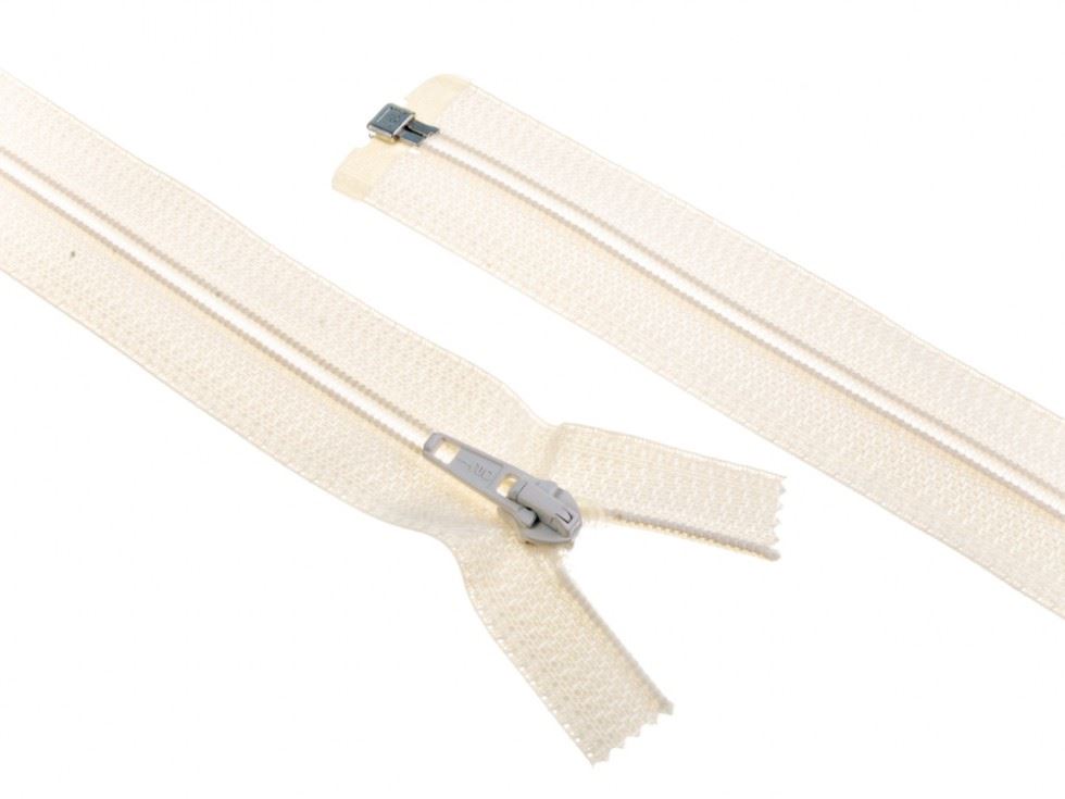 Nylon Open End Coat Zips Ivory
 