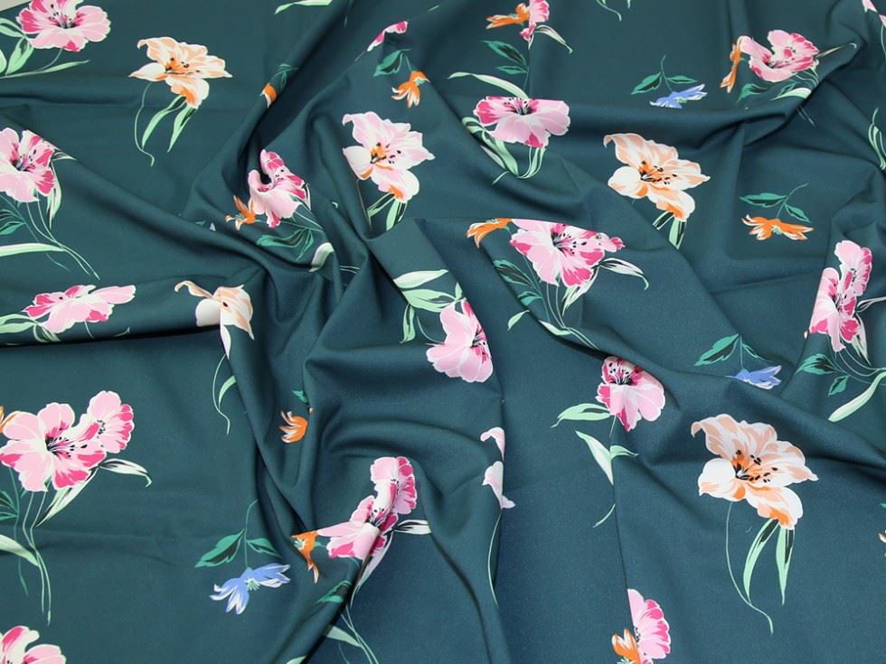 John Kaldor Bottle Green Hermione Crepe Fabric