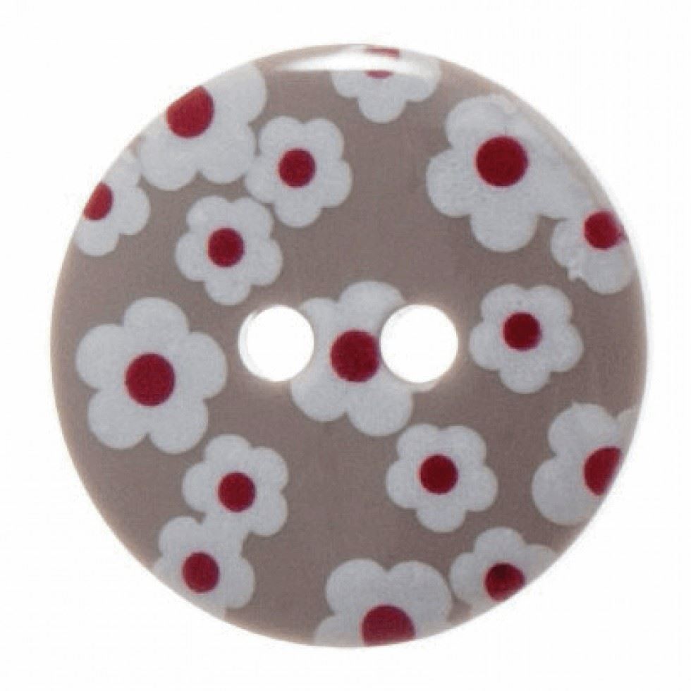 Hemline Round Flower Buttons Grey