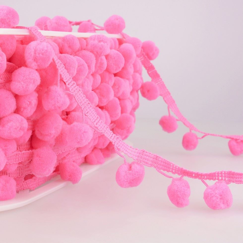 Stephanoise Pom Pom Trim Bright Pink