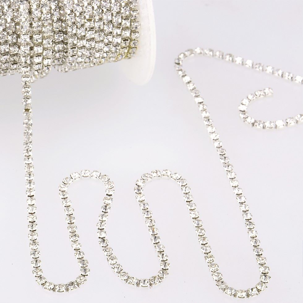 Stephanoise Rhinestone Trim Silver