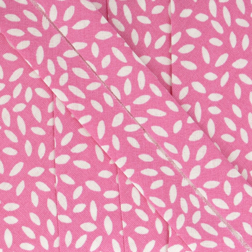 Stephanoise Leaves Bias Binding Tape Fuchsia Pink