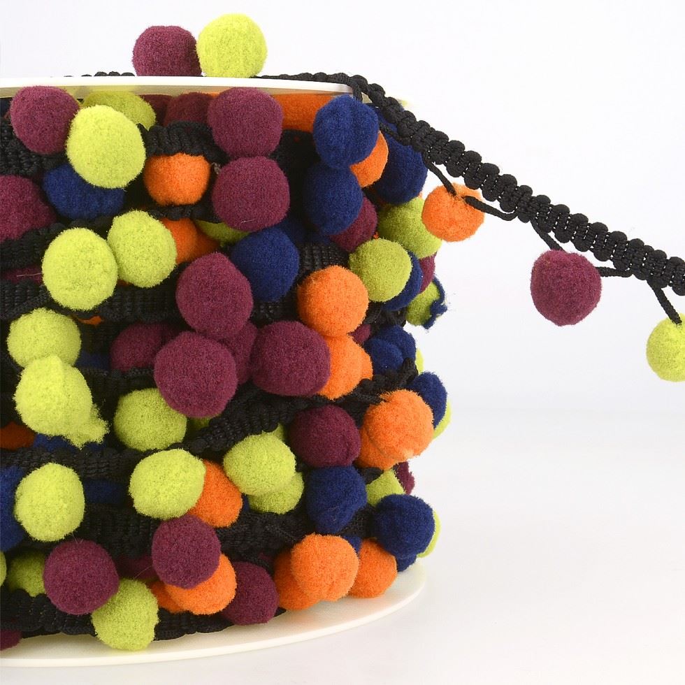 Stephanoise Pom Pom Trim Black Multi