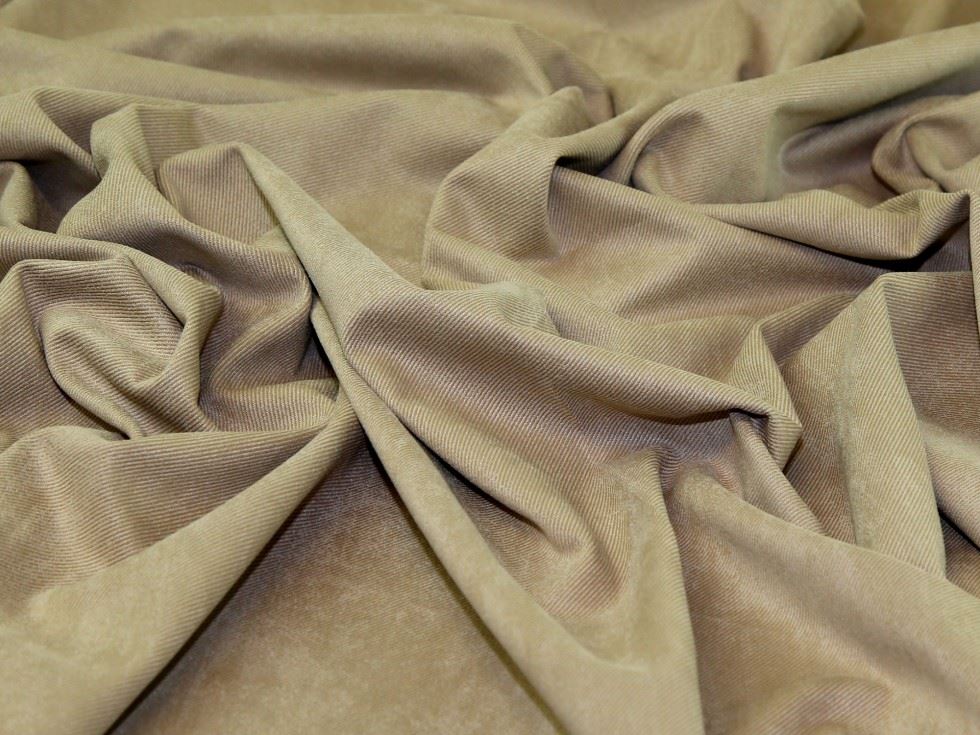 John Louden Beige Stretch Woven Suede Twill Fabric