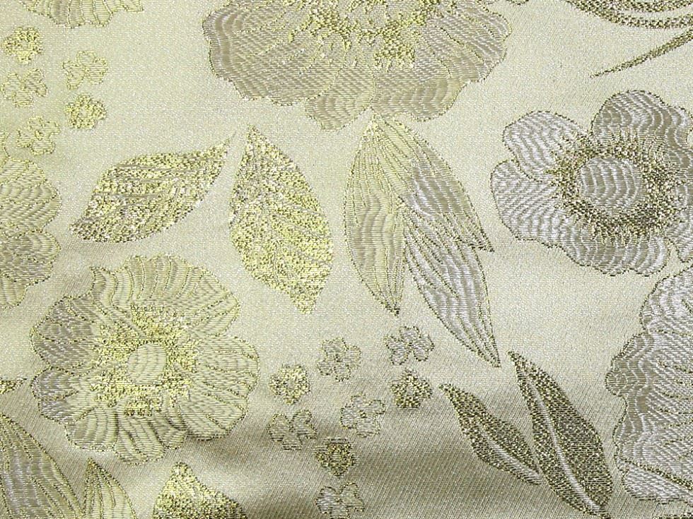 Cream Deadstock Metallic Woven Brocade Fabric