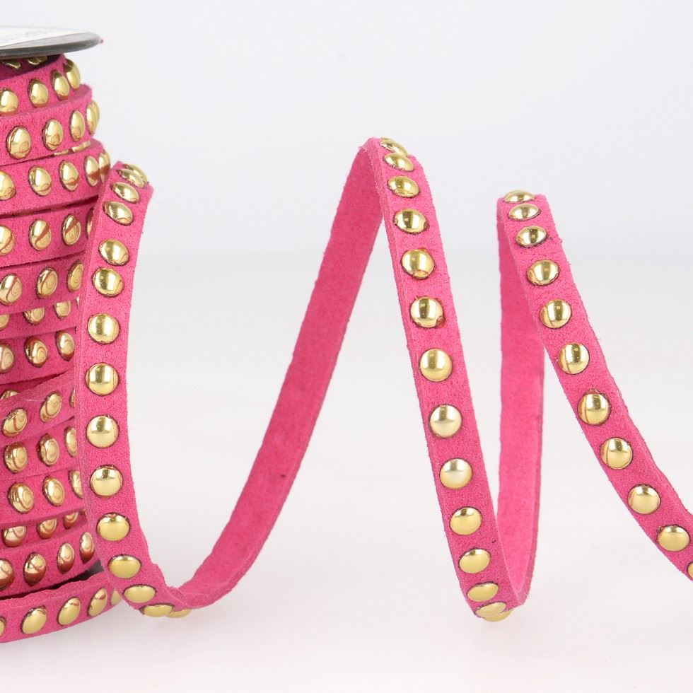 Stephanoise Faux Suede Studded Trim Fuchsia Pink