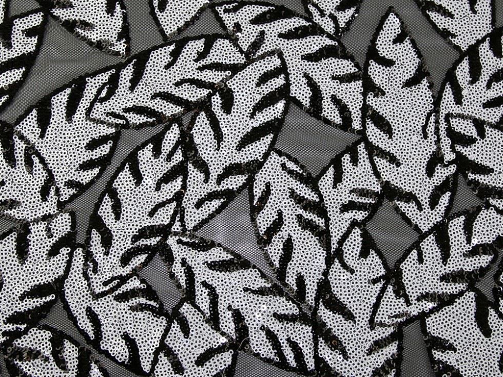 Paros Sequin Mesh Fabric Black & White