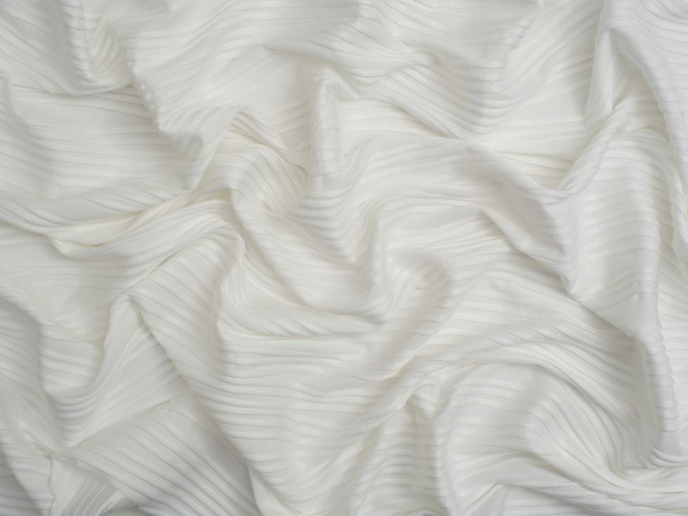 Minerva Core Range 3D Wave Textured Stretch Knit Fabric White
 