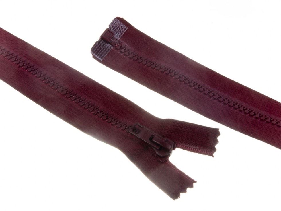 Plastic Chunky Open End Zips Burgundy Wine