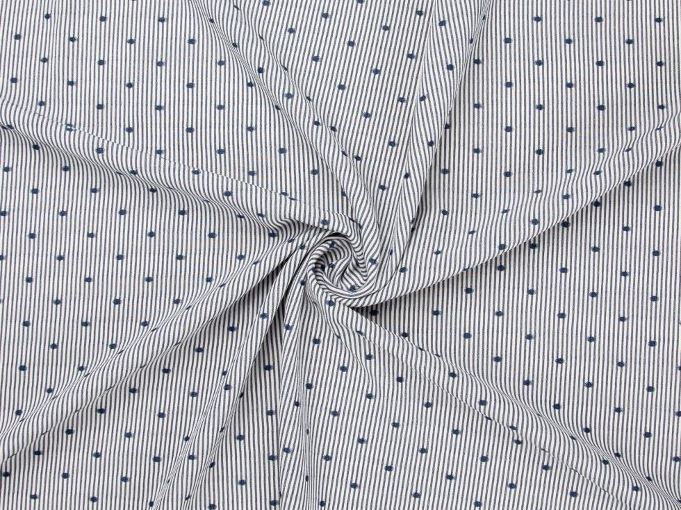 Deadstock Woven Polyester Jacquard Fabric Cream & Navy
 