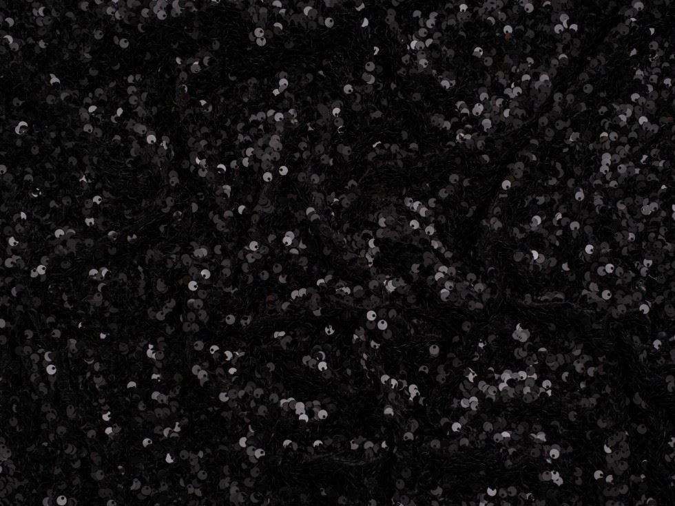 Minerva Core Range Sequin Soft Velvet Stretch Knit Fabric Black on Black
 