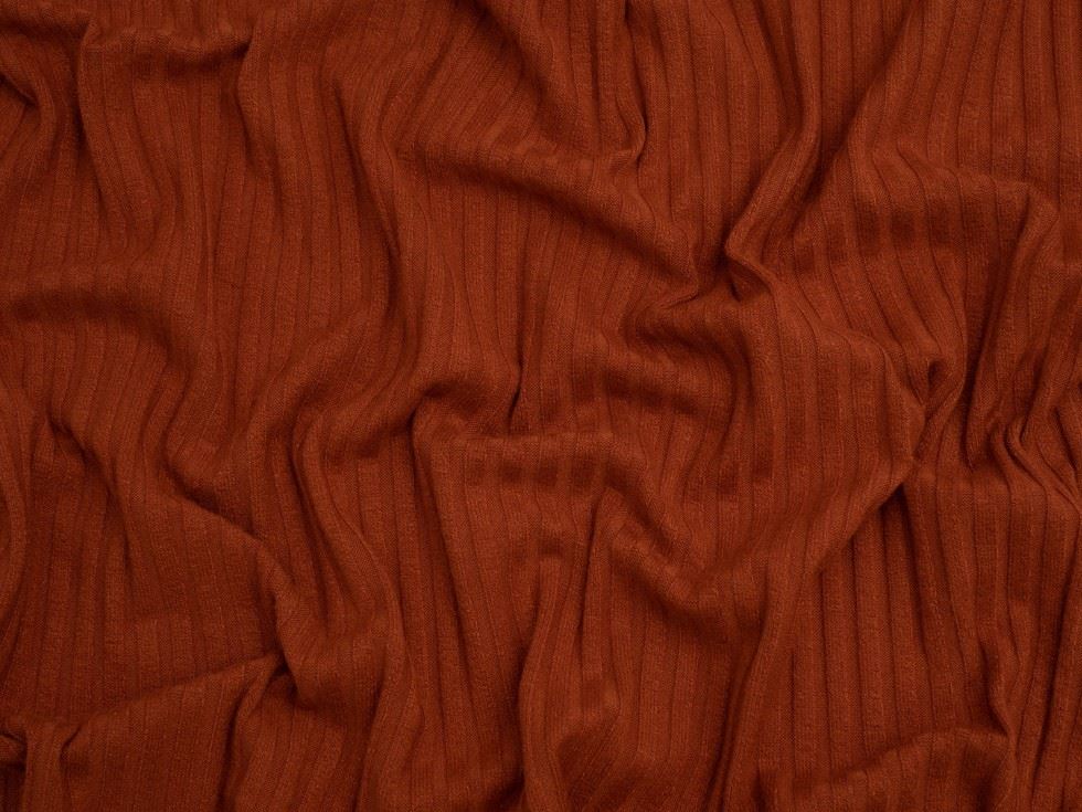 Minerva Core Range Rust Viscose Rib Stretch Knit Fabric