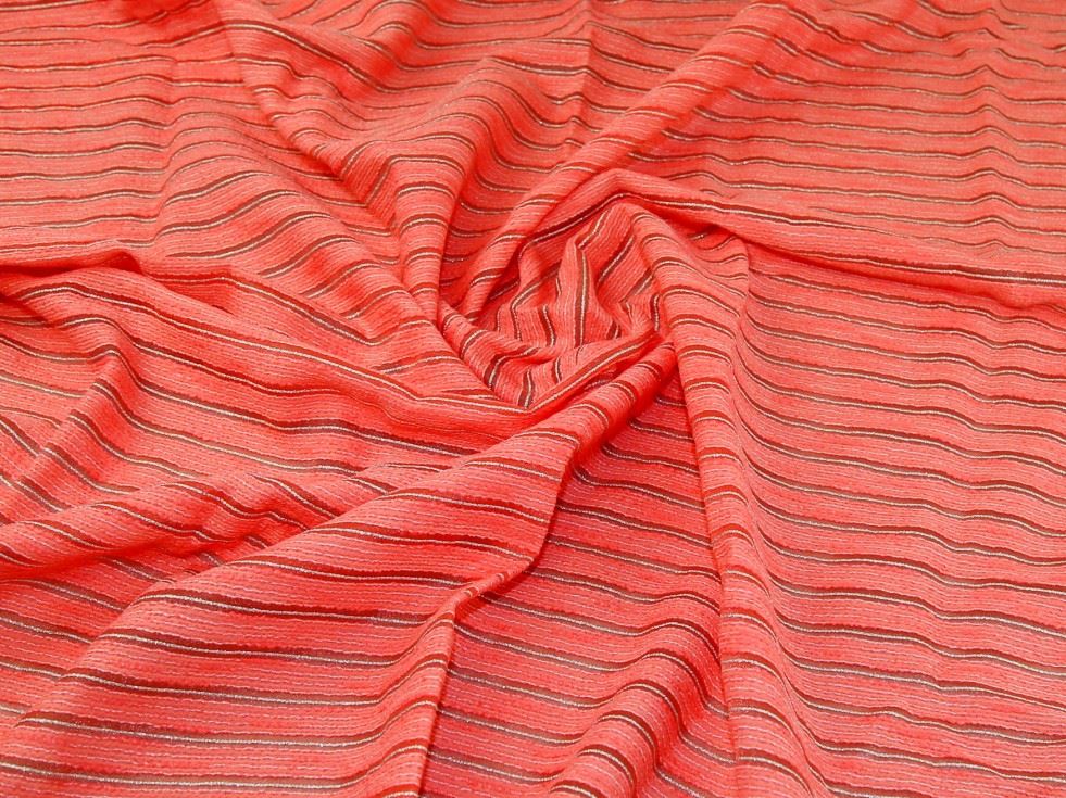 Coral Deadstock Embroidered Organza Fabric