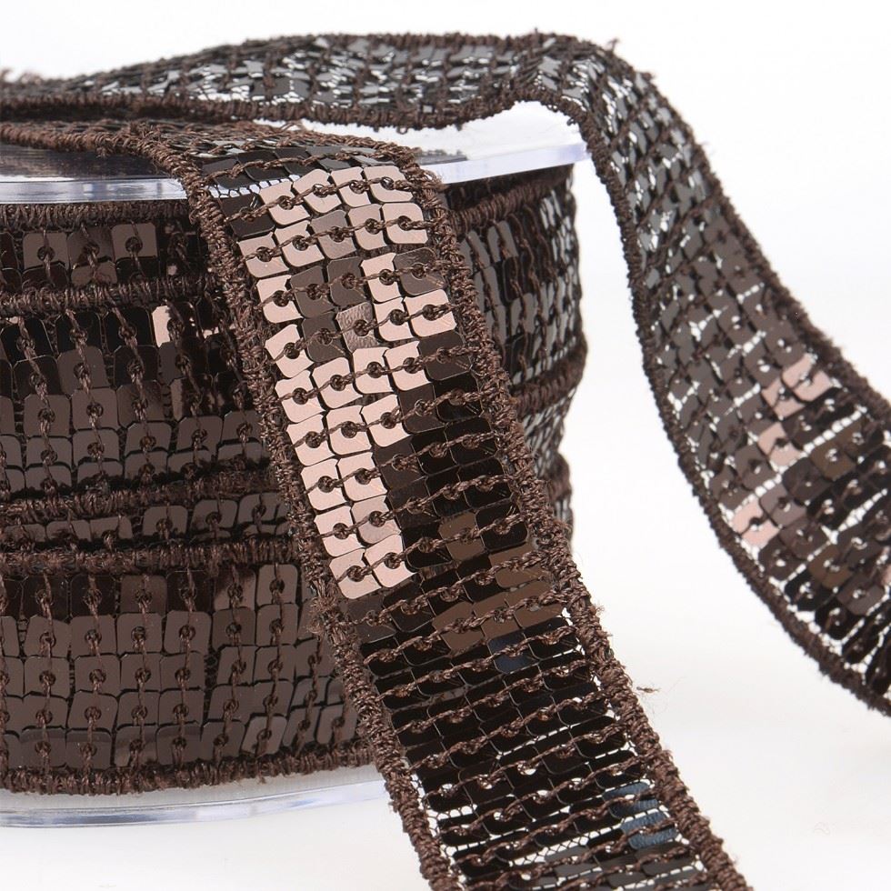 Stephanoise Sequin Trim Coffee Brown