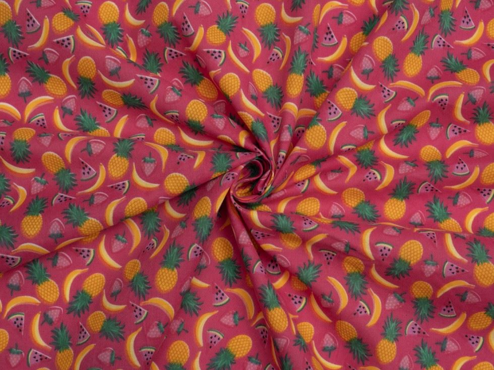 Cerise Printed Polycotton Fabric