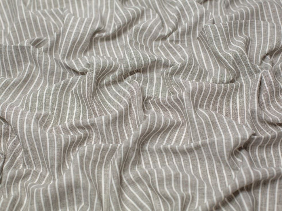 Minerva Core Range Taupe Yarn Dyed Linen Cotton Fabric