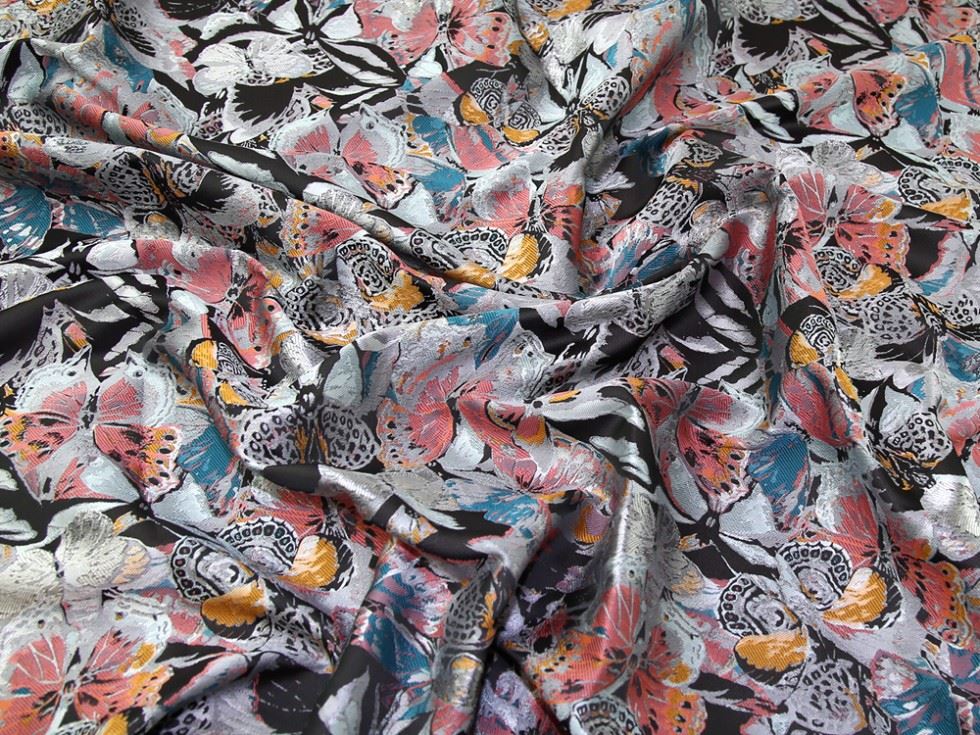 Teal Deadstock Woven Brocade Fabric