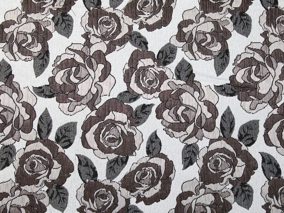Brown Deadstock Metallic Woven Brocade Fabric