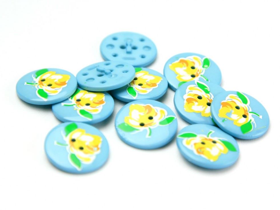 Dill Round Floral Buttons (Value Pack) Aqua/Multi
 