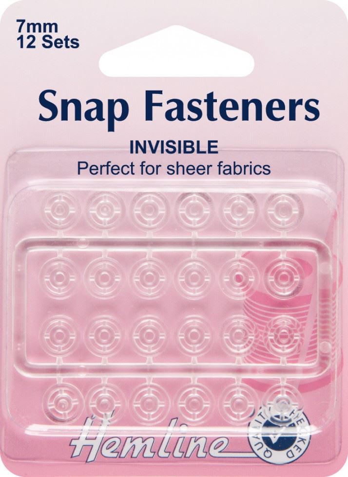 Hemline Clear/White Sew On Plastic Press Snap Fasteners