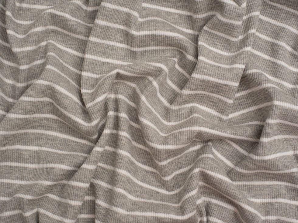 Yarn Dyed Heavy Cotton Rib Stretch Knit Fabric Cloud Grey