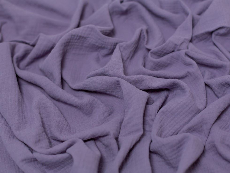 Minerva Core Range Aubergine Cotton Double Gauze Fabric