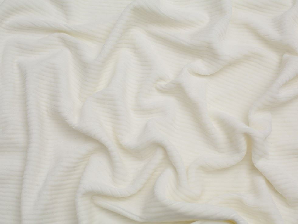 Minerva Core Range Ivory 8 Wale Velour Rib Stretch Knit Cord Fabric