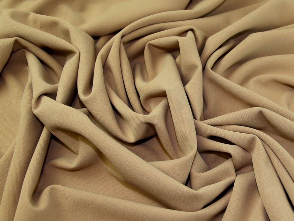 Beige Deadstock Heavy Scuba Twill Stretch Knit Fabric