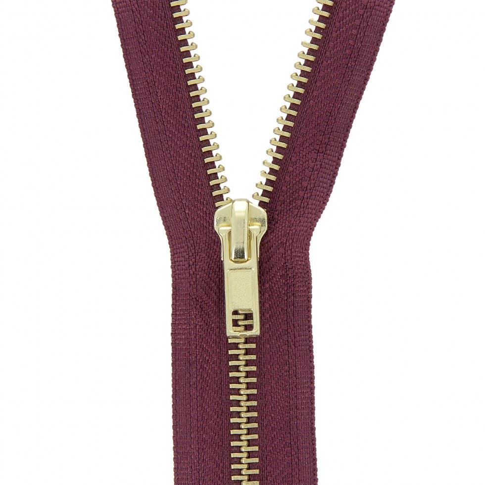 Milward Brass Metal Jacket Open End Zips Burgundy
 