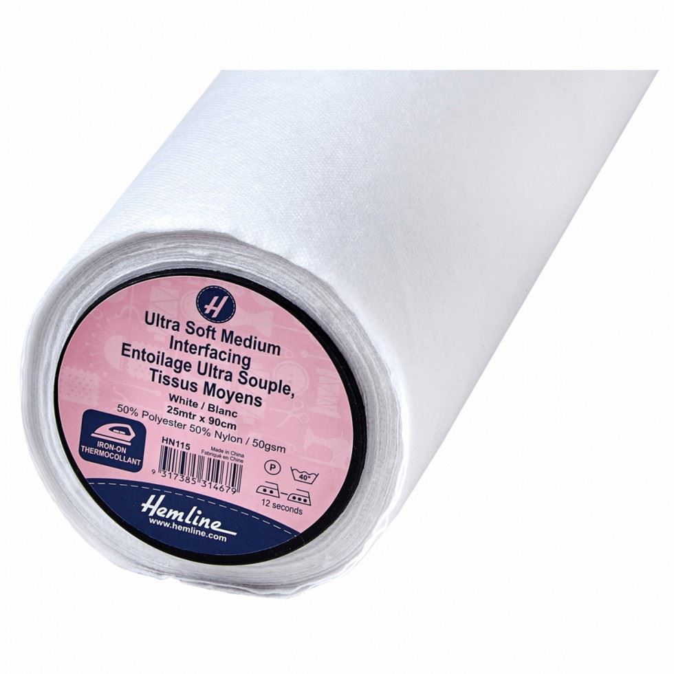 Hemline White Super Soft Medium Iron On Interfacing