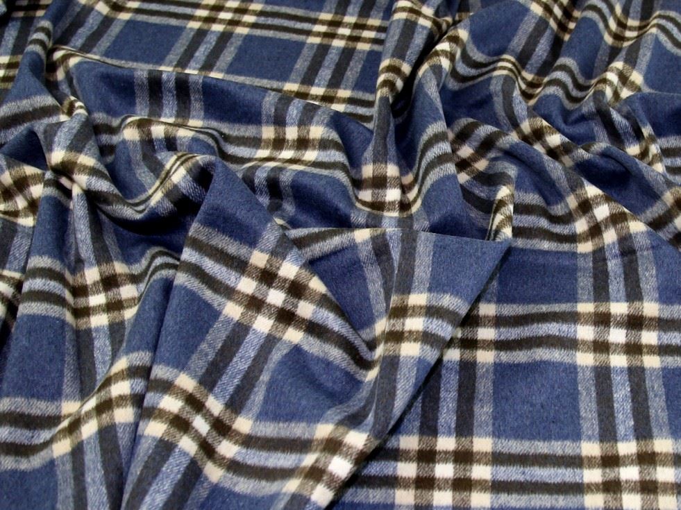 John Louden Blue Wool Blend Coating Fabric