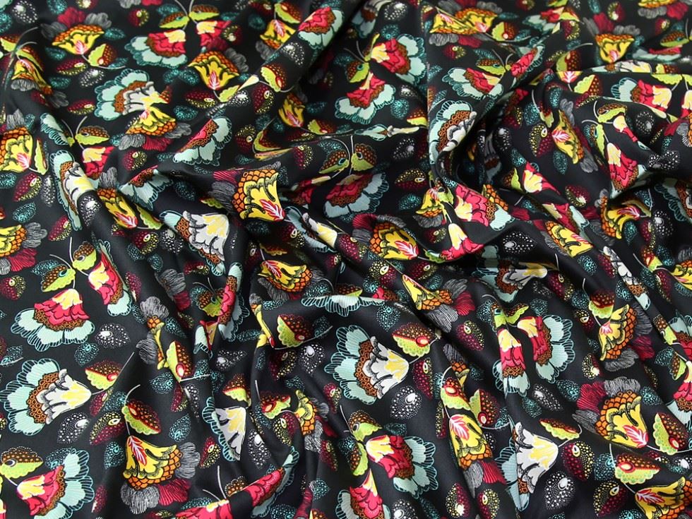 Black Deadstock Woven Stretch Cotton Sateen Fabric