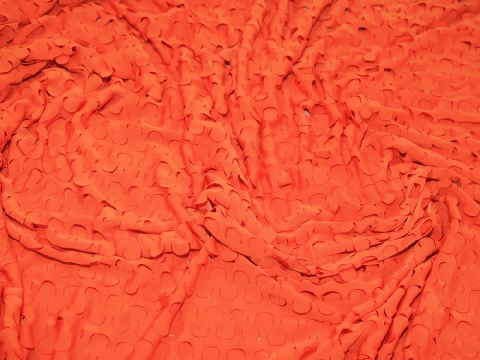 Deadstock Cut Out ITY Silky Stretch Knit Fabric Orange