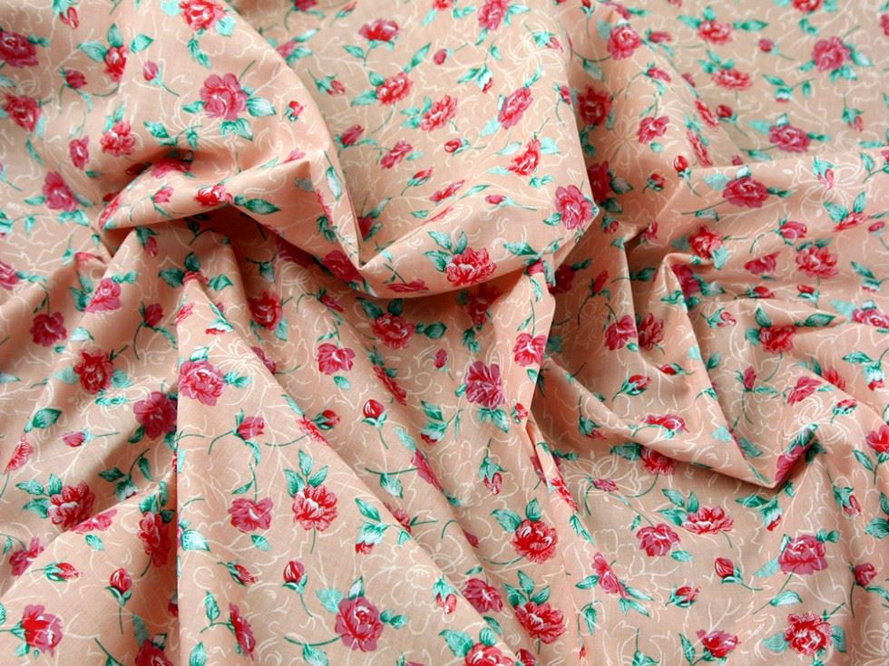 Pink Printed Polycotton Fabric