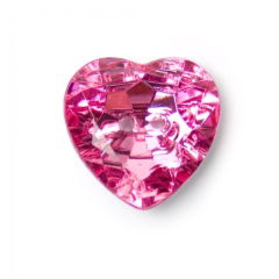 Crendon Pink Crystal Heart Buttons (Value Pack)