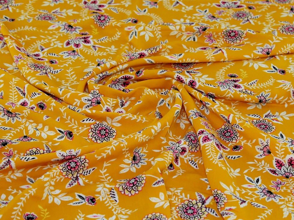 Gold Deadstock Viscose Challis Fabric