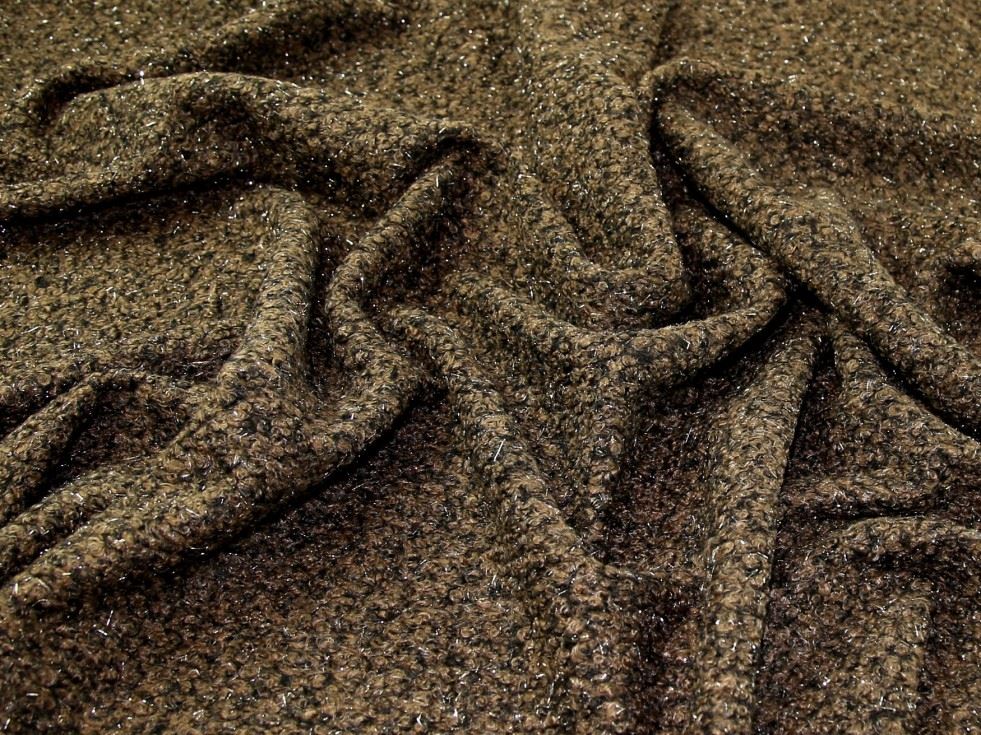 John Louden Brown Boucle Stretch Knit Coating Fabric
