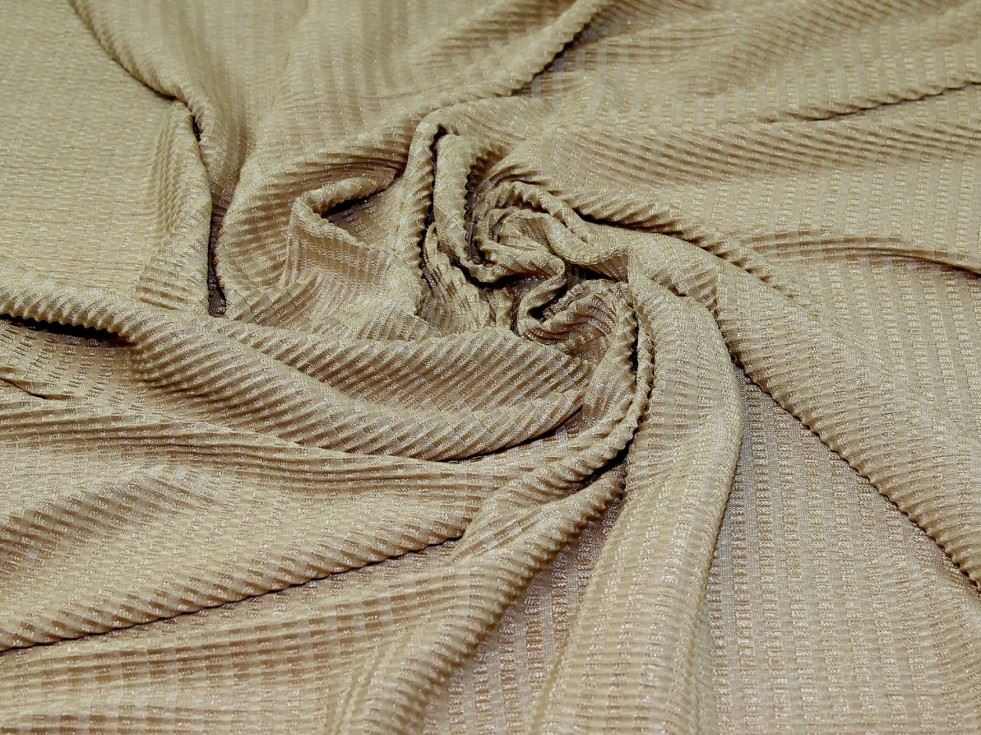 Gold Deadstock Pleated Textured Stretch Knit Fabric