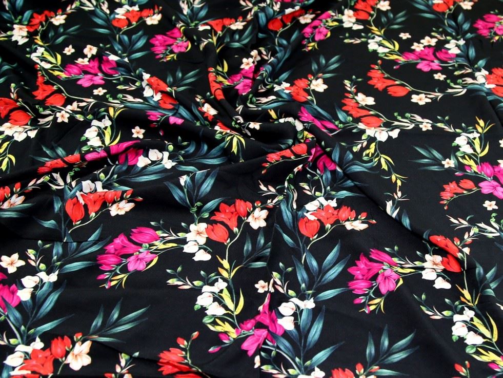 John Kaldor Black Fernando Viscose Challis Fabric