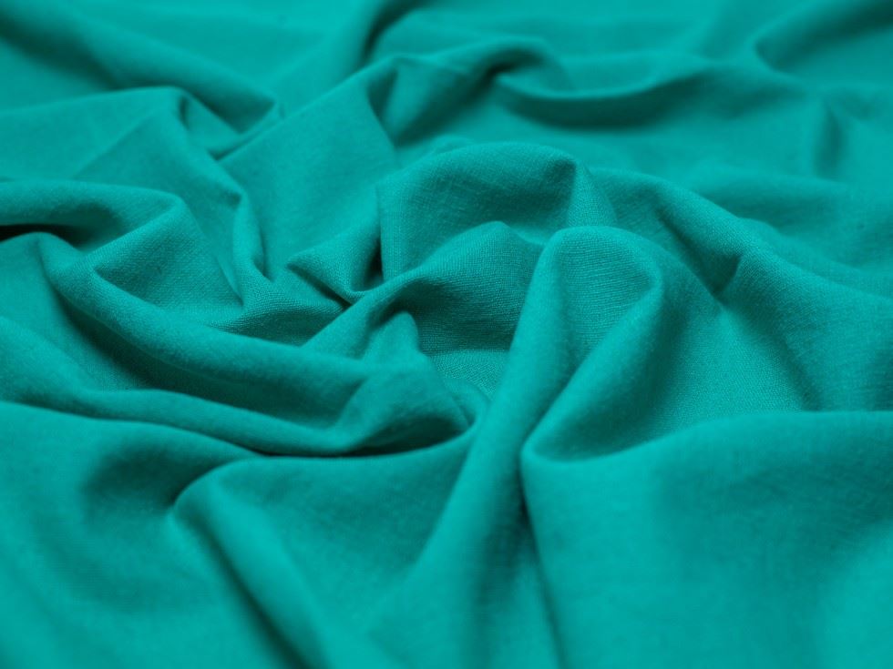 Blades Textured Cotton Linen Fabric Peacock Turquoise
 