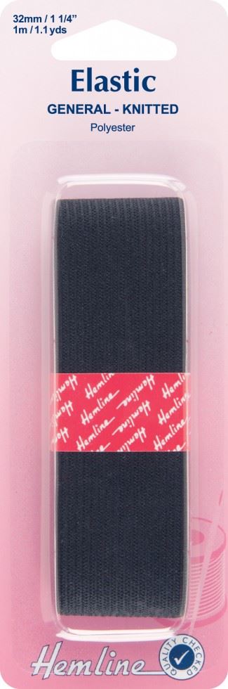 Hemline Black General Purpose Elastic