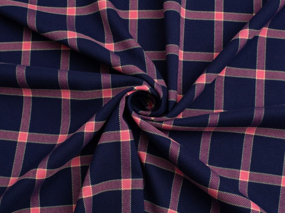 Minerva Core Range Stretch Woven Polyester Viscose Suiting Fabric Pink & Navy
 