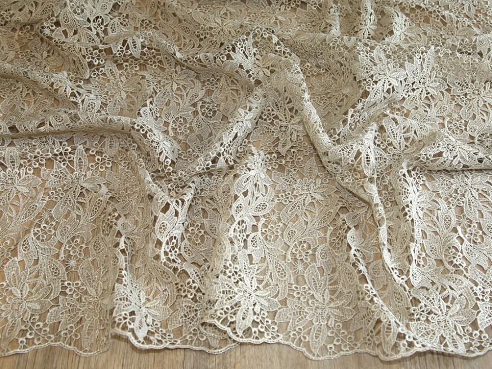 Gold Deadstock Heavy Guipure Lace Fabric