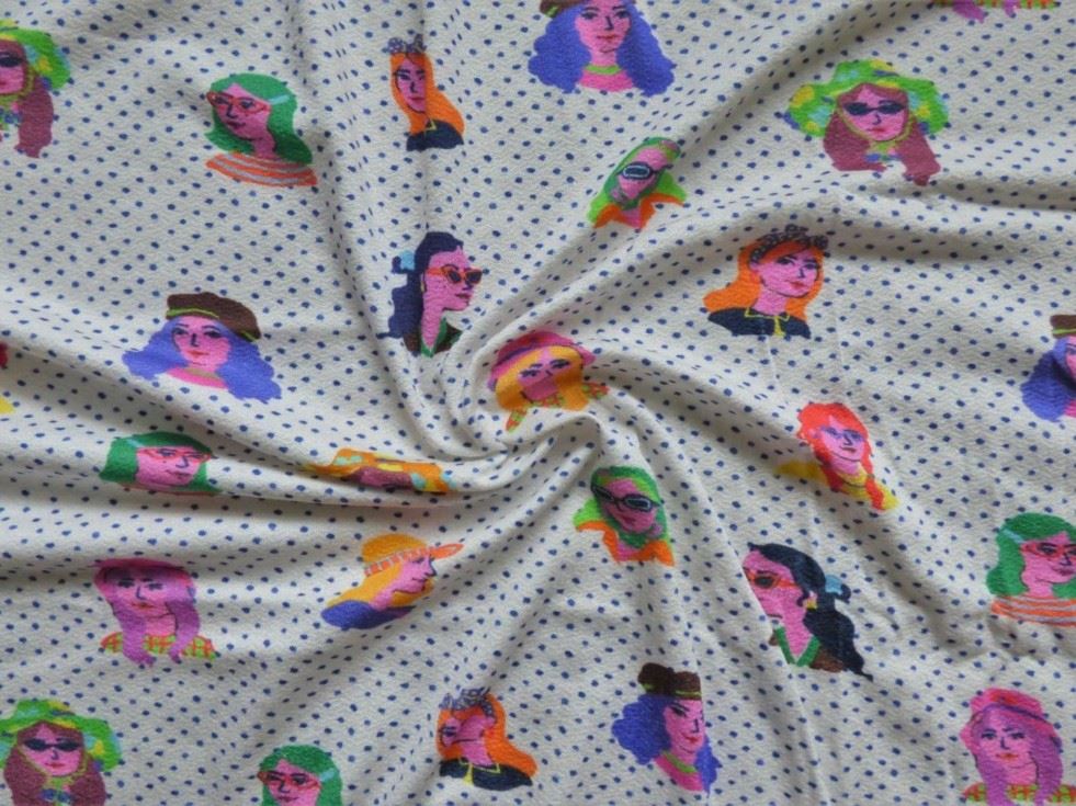 Lady Mcelroy Multicoloured Viscose Crepe Textured Stretch Knit Fabric